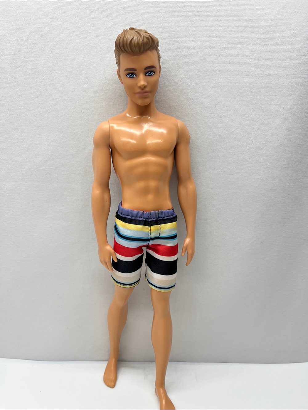Barbie Ken With Striped Swim Trunks - Multicolor Beach Shorts